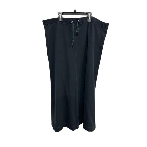 DeRoo Womens Black Midi Stretch Drawstring Skirt SZ Large - Picture 1 of 9